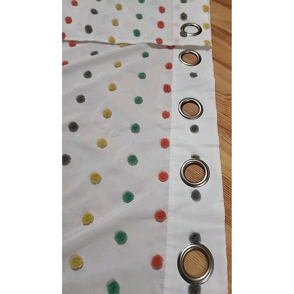 Pom Pom Polkadot Curtain Panels With Valence 50 X 84 Inches Colorful